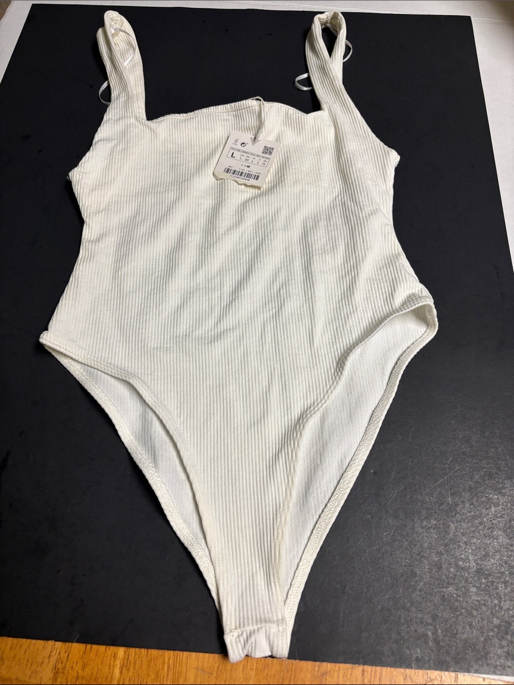 Zara Ribbed One-Piece Bodysuit - White
